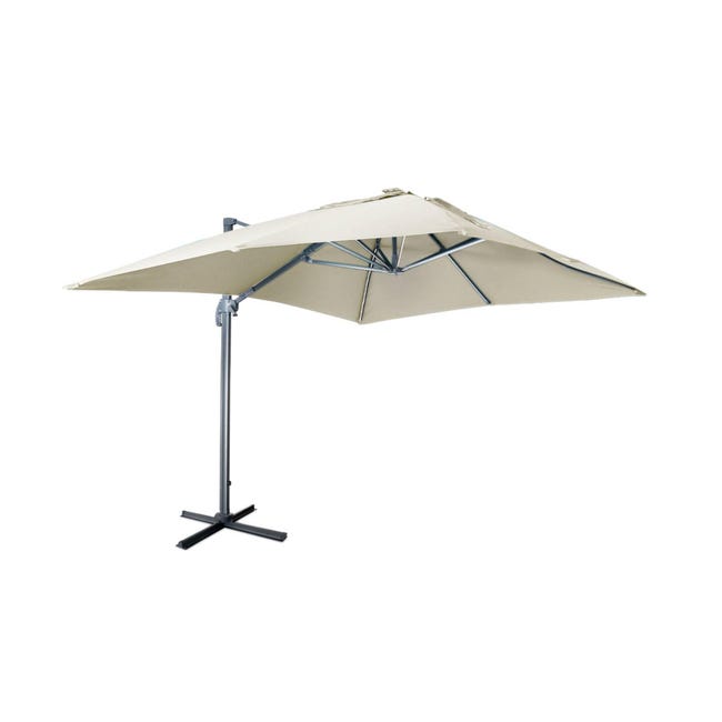 Ombrellone Rettangolare A LED Solare 210x140 Cm - Verde - Con Manovella, Inclinabile 30°, Protezione UV50+, Impermeabile