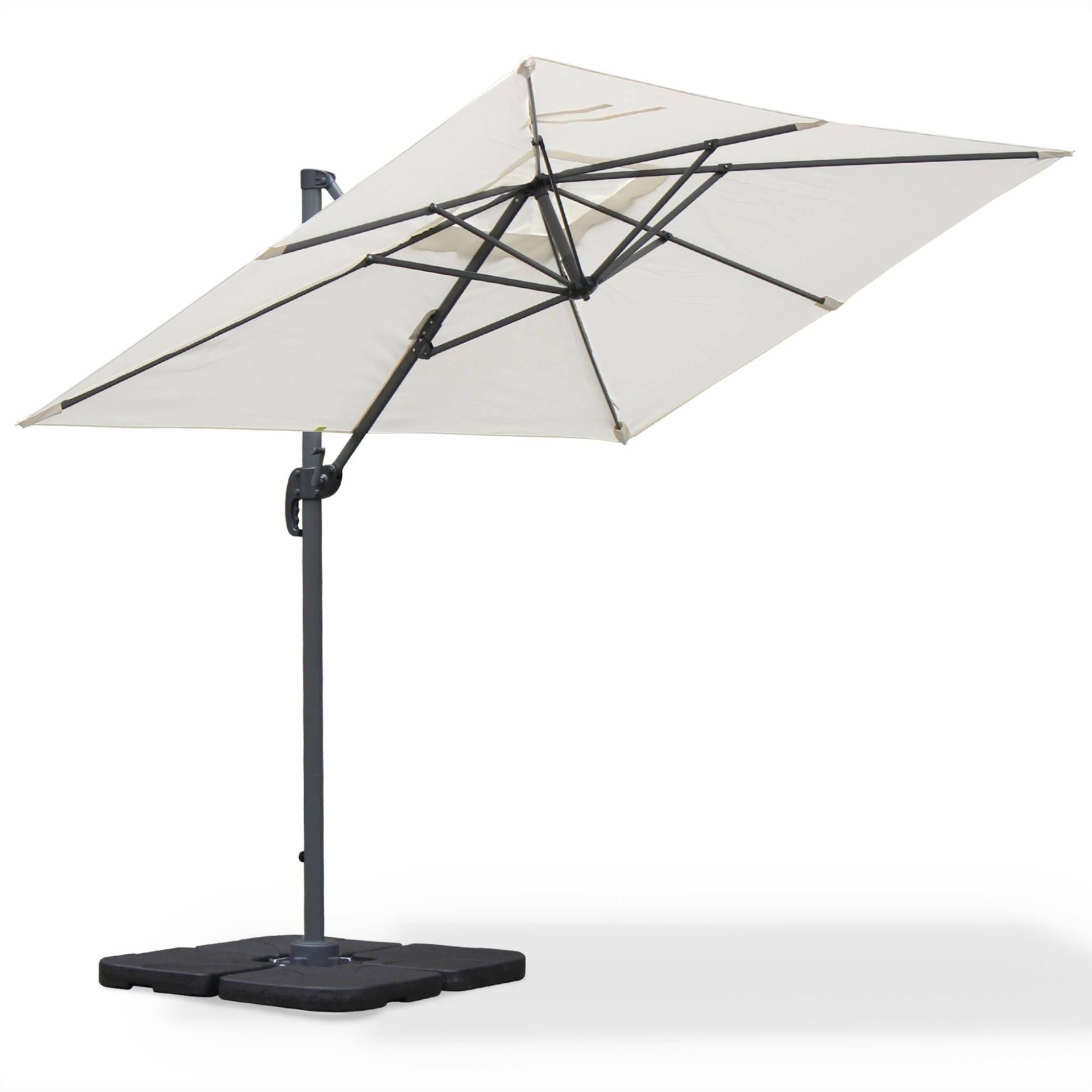 Parasol Déporté Rectangulaire 2x3m - Biscarosse - Ecru - Parasol Excentré Inclinable. Rabattable ...