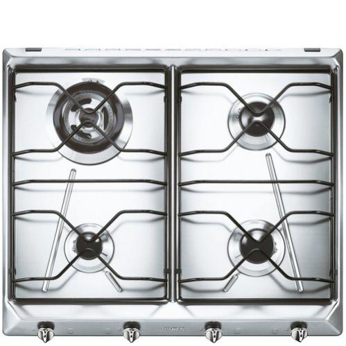 Piano Cottura Gas Smeg Contemporanea Srv564-3 Inox Griglie In Piattina |  Leroy Merlin