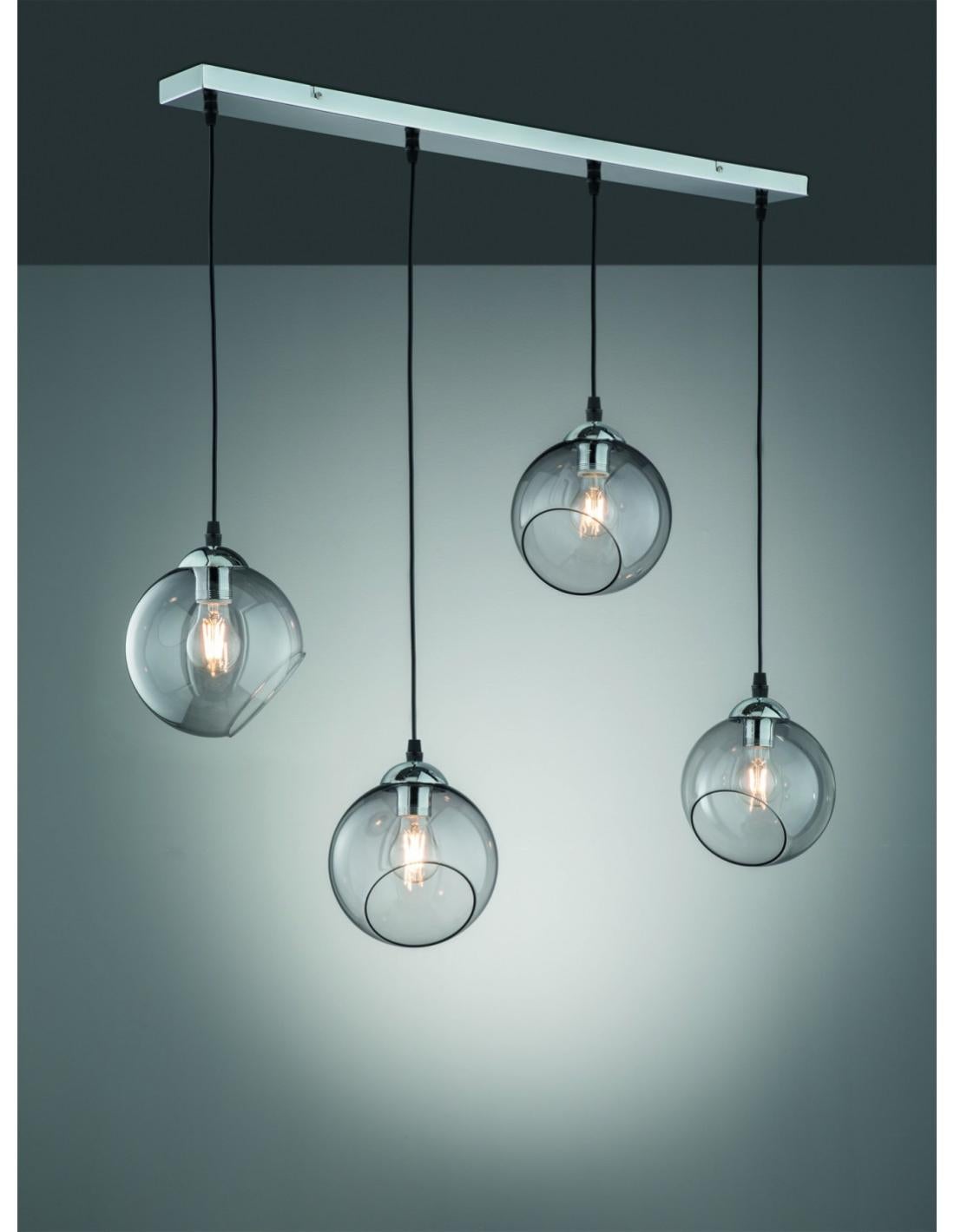 Clooney Suspension 4 Sphères Verre Fumé L90 cm Trio Lighting Leroy Merlin