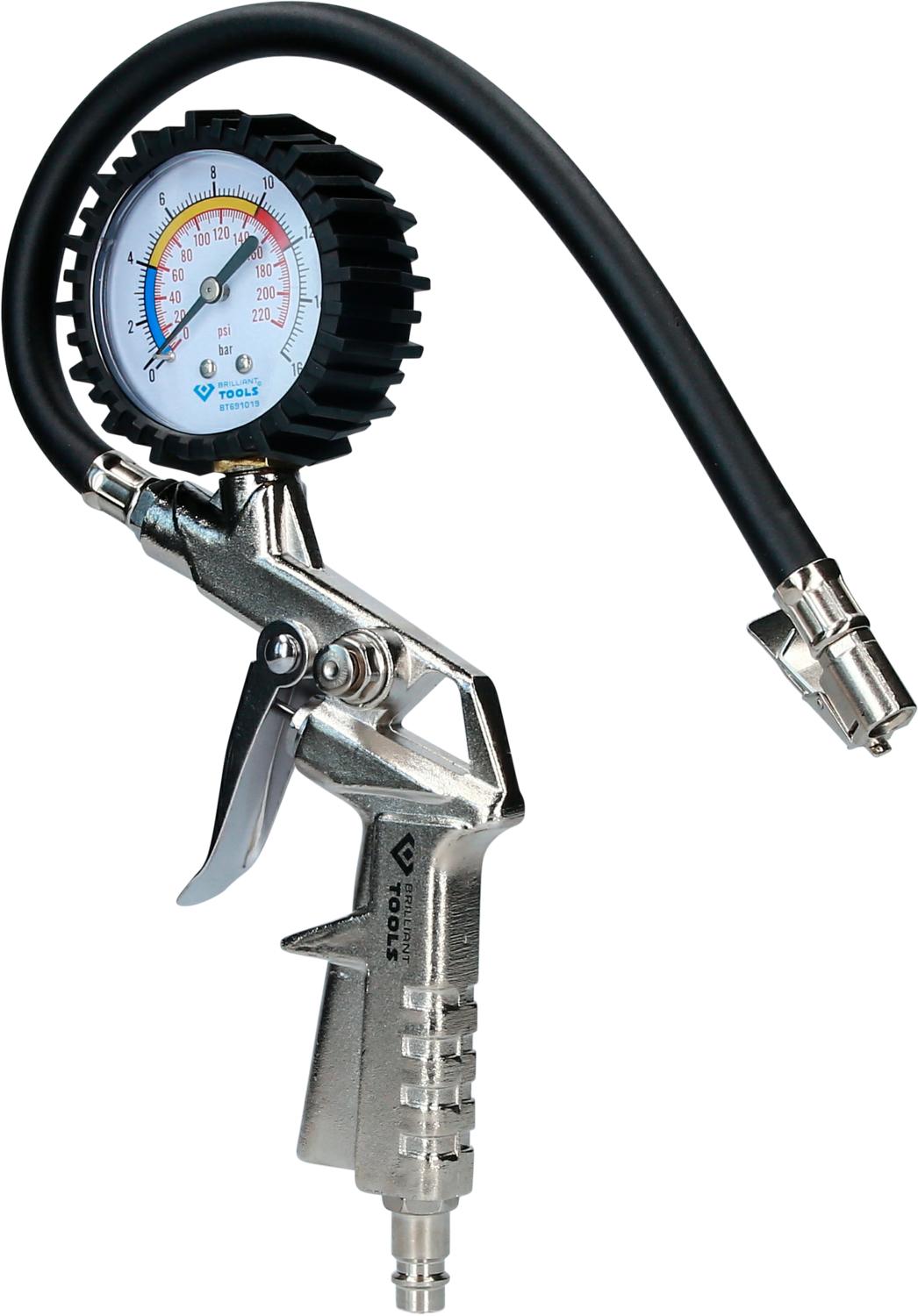 Manometro digitale per pneumatici 0-220 psi 0-16 bar Tester per misuratore di pressione dellaria per pneumatici digitale per autoveicoli con tubo di gomma da 35 cm/14 pollici 