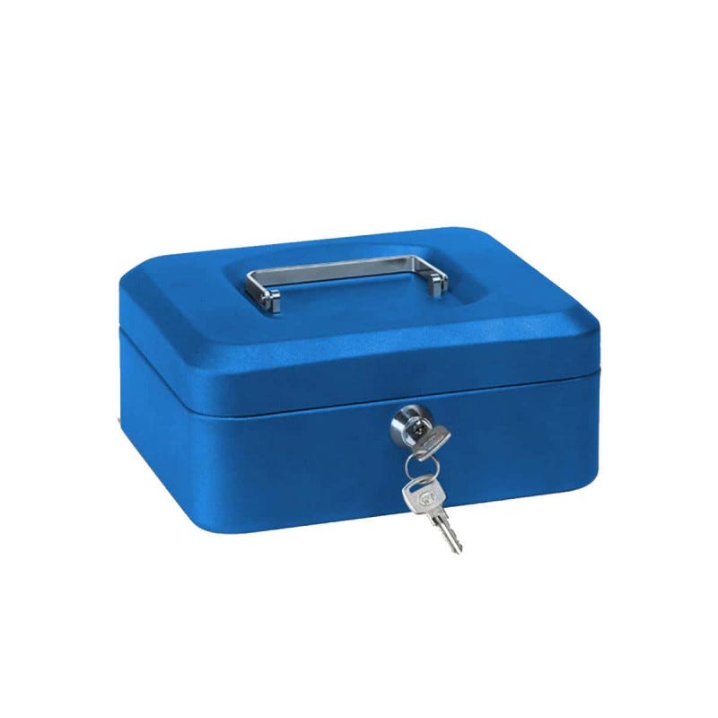 ARREGUI Elegant C9215 Caja Caudales con Llave para Transportar Dinero, Caja  de Seguridad acero con bandeja, Caja fuerte portatil 15 cm ancho, Azul