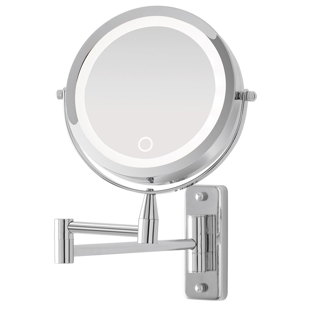 MRJ Specchio Ingranditore da Trucco con Luce LED USB Ricaricabile Specchio Trucco da Parete Lente dIngrandimento 3X e Specchio Piatto Allungabile Girevole 360 ° Tondo 