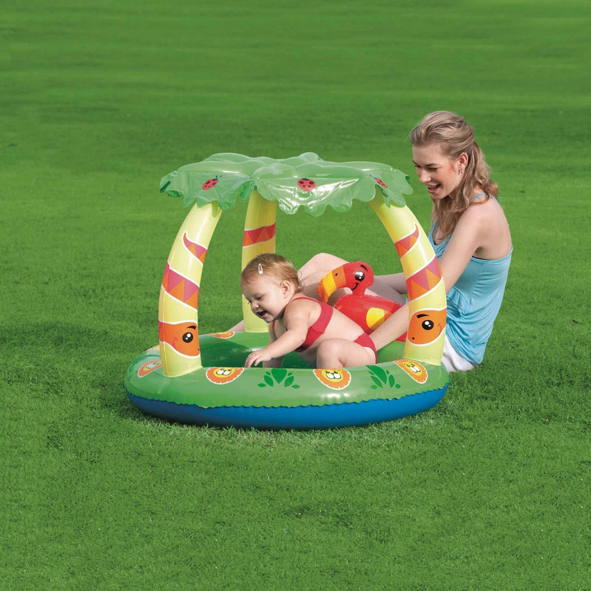 Pataugeoire Gonflable Calao Piscine Pour Bebe Avec Pare Soleil 99x91x71cm Leroy Merlin