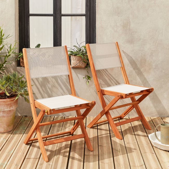 Set da 4 sedie pieghevoli in legno di faggio per esterno ed interno