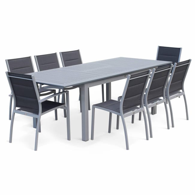 Salon de jardin table extensible  Chicago Gris  Table en aluminium