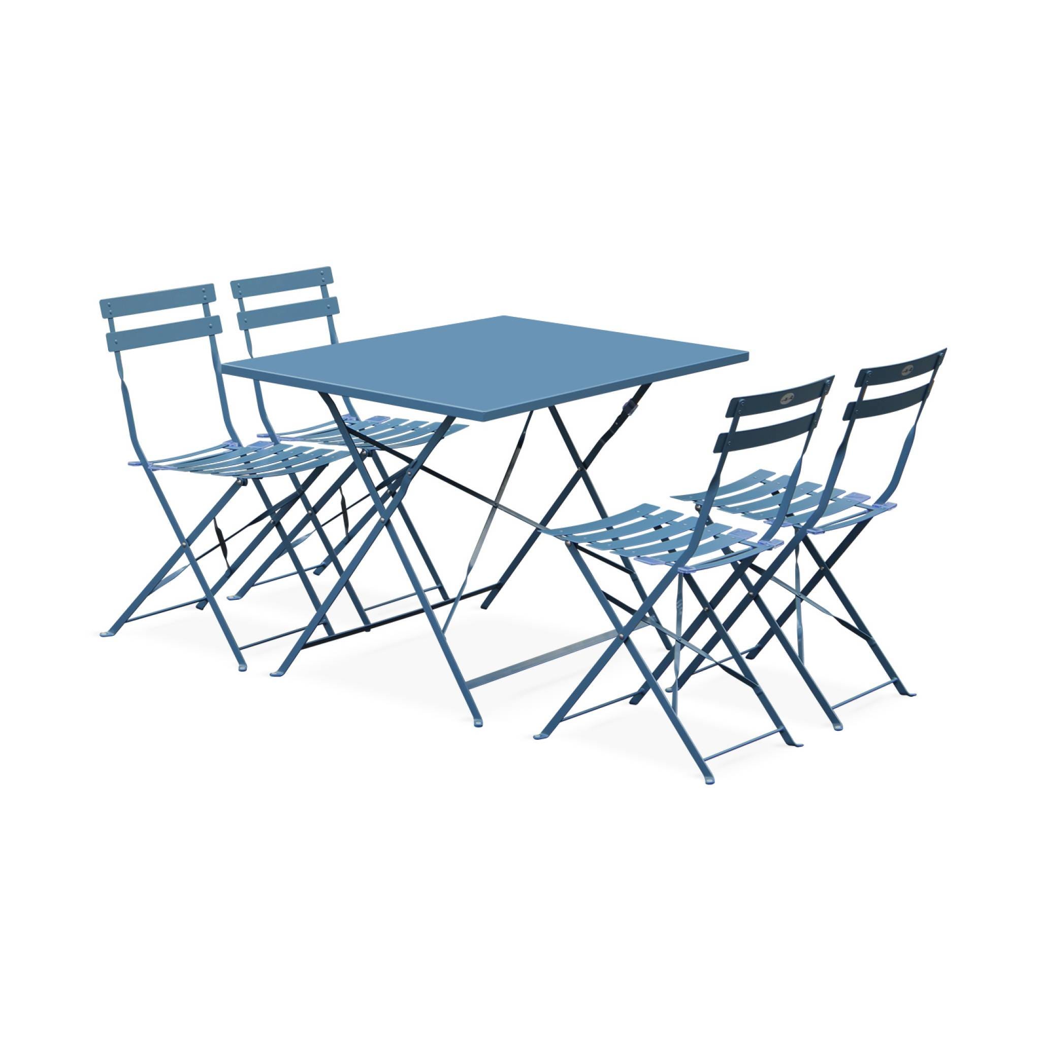 Table jardin bistrot pliable - Emilia carrée bleu grisé- Table