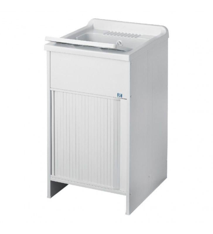 Lavatoio In Resina 46x36 Bianco Con Miscelatore A Canna Alta Inox E Scarico Incluso 91768167