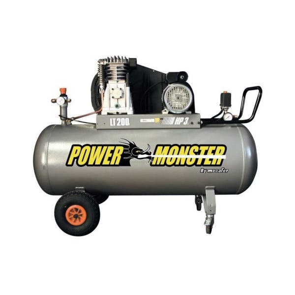 Compresseur professionnel Mécafer Power Monster 3Hp 200L monocylindre  Mecafer