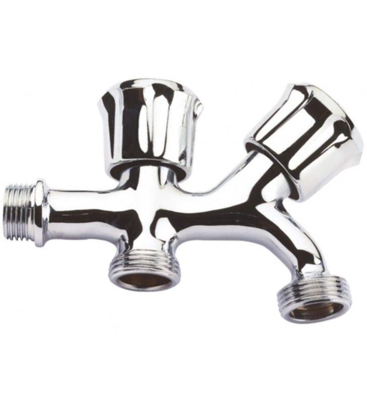 Rubinetto Duplex Cromato Per Lavatrice – Attacco 1/2 Pollice – Modello 004389, Doppio Uso