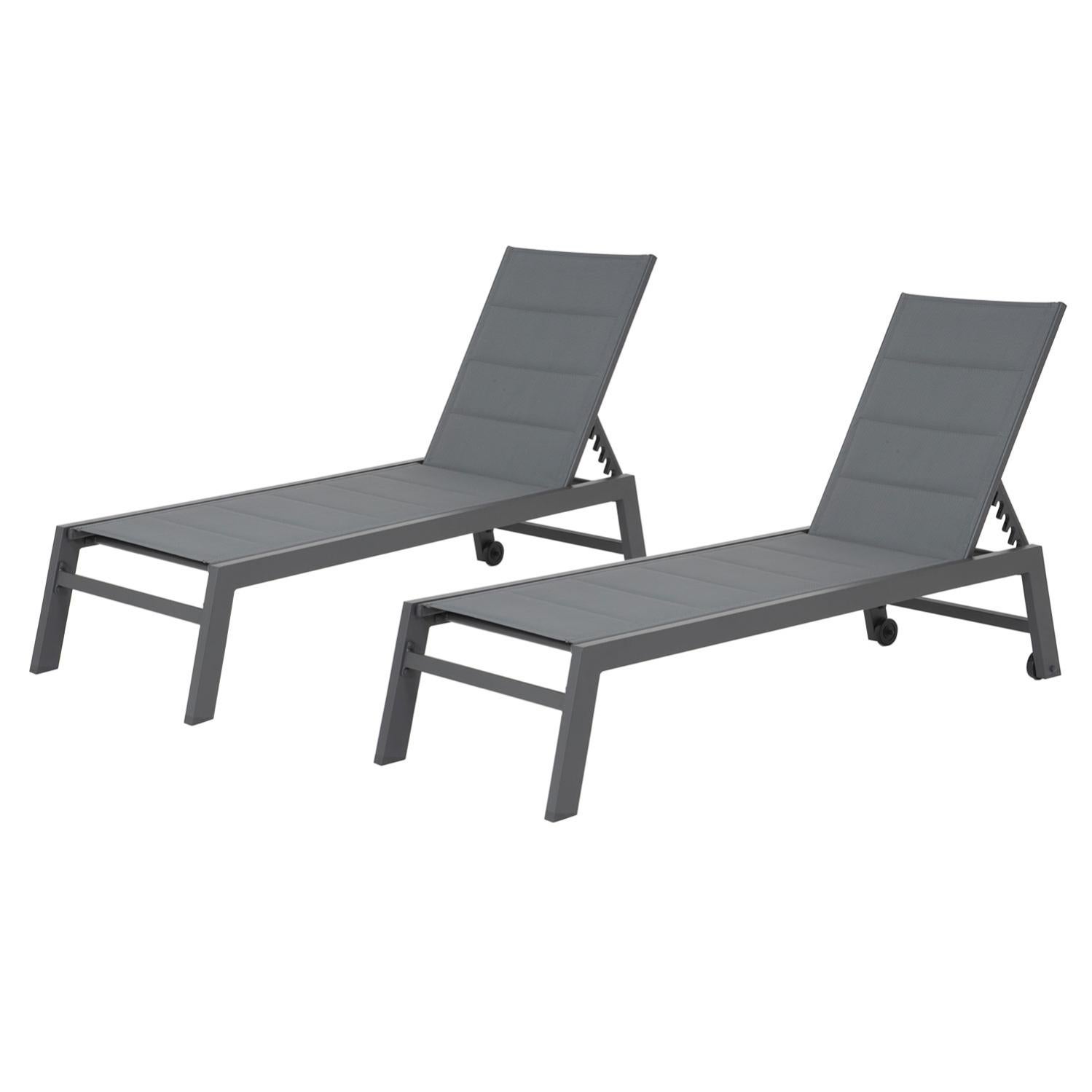 Oviala Set di 2 lettini in alluminio, colore: antracite