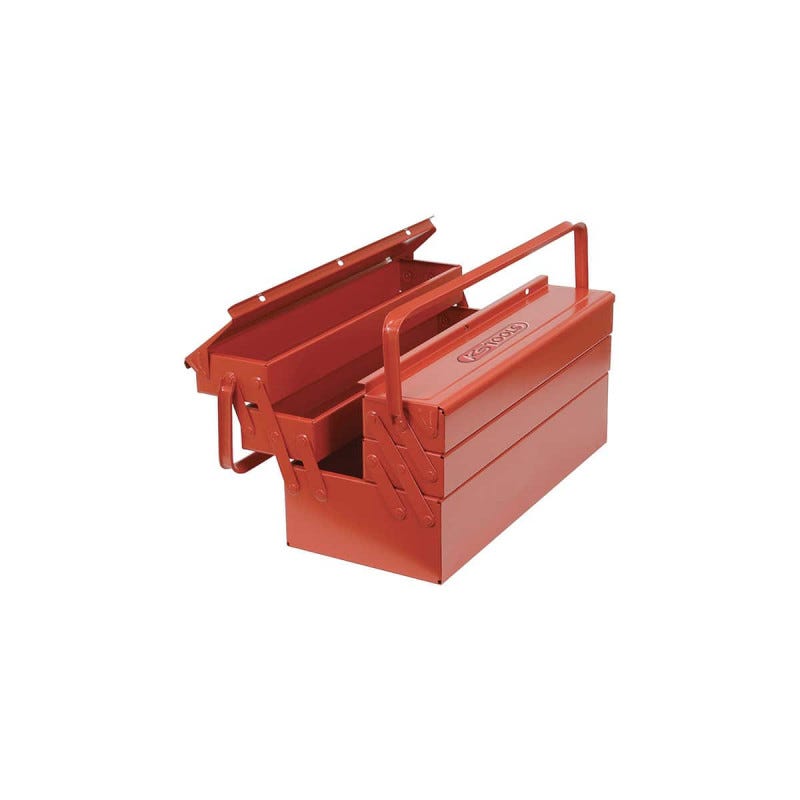 Caisse à outils métallique 3 niv. 5 plateaux rétractables tôle acier rouge