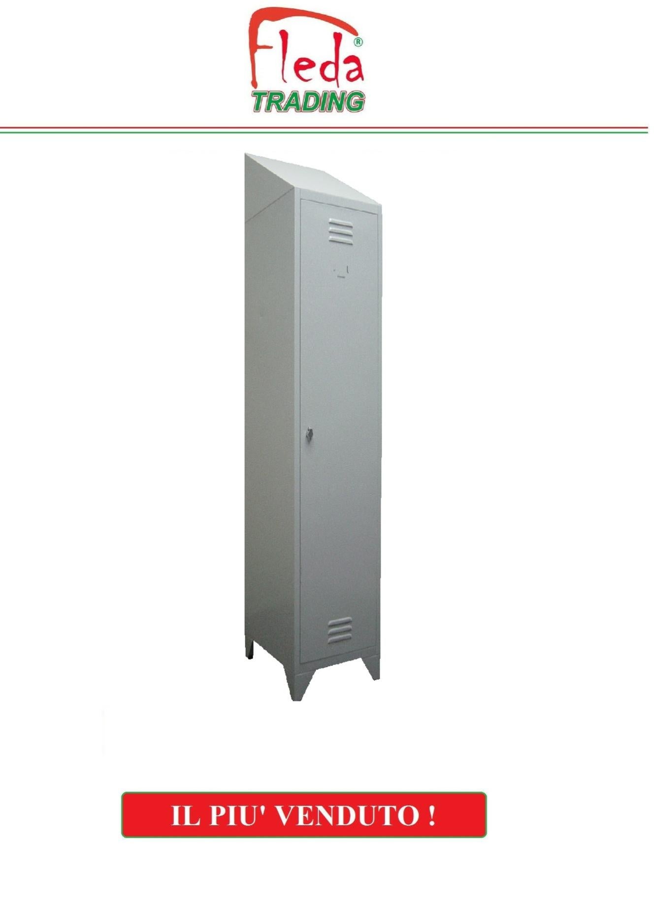 Armadietto Spogliatoio In Metallo Slim Salvaspaio - 30x30x180 Cm, Giallo, Con Serratura E Mensola - Foto 7