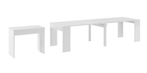 Table Console extensible avec rallonges, jusqu'a 237 cm, couleur blanc mat.