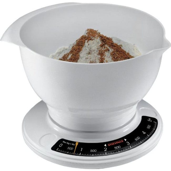 Balance de Cuisine Mécanique avec Bol (1 L), Tare Manuelle, Portée 2 kg,  Blanc [111] - Cdiscount Maison