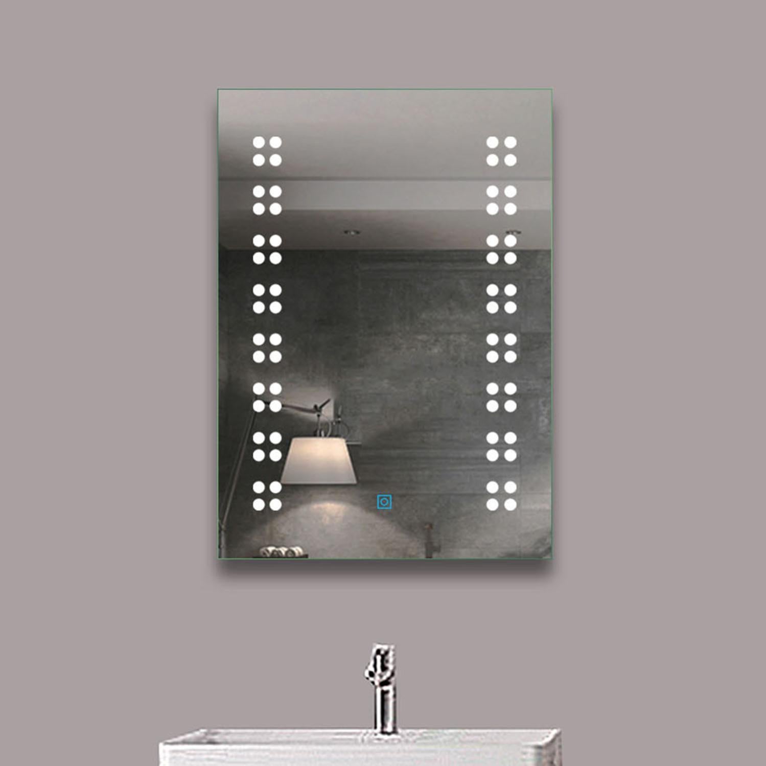 Aica Specchio da Bagno con Illuminazione a LED Touch Anti-Appannamento 80 x 60 cm 