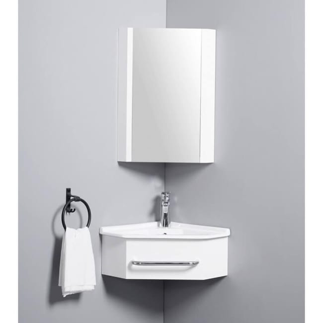 Meuble De Salle De Bain D Angle Gain De Place Lave Main Blanc Creme 42x42 Cm Kara Leroy Merlin