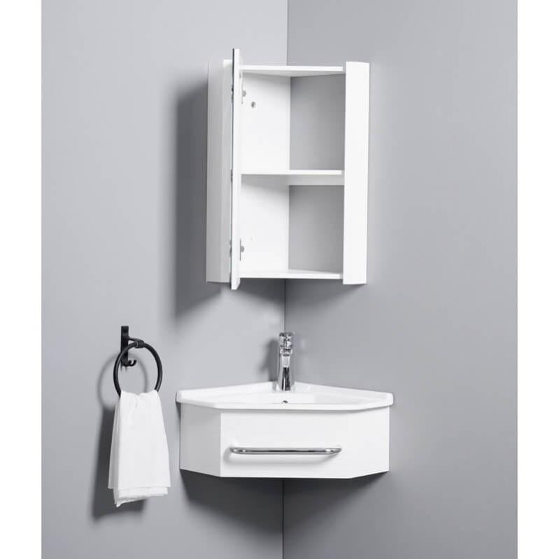 Meuble De Salle De Bain D Angle Gain De Place Lave Main Blanc Creme 42x42 Cm Kara Leroy Merlin