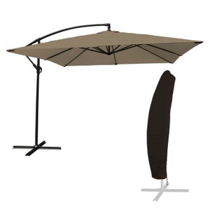 Housse de protection pour parasol déporté HWC, avec fermeture à glissière ~  3x4m crème