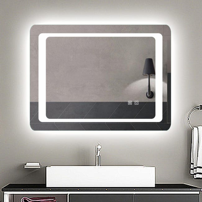 Specchio da bagno a LED, 140x80cm, Disappannamento, orologio, Bluetooth, 3 Temperature di Colore | Leroy Merlin Specchio da bagno a LED, 140x80cm, Disappannamento, orologio, Bluetooth, 3 Temperature di Colore | Leroy Merlin