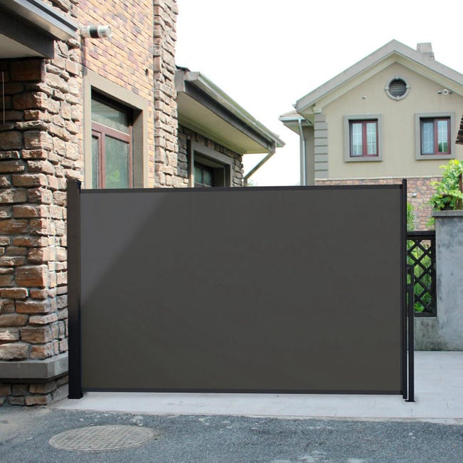Brise vue déroulant, paravent extérieur extensible gris 300 x 180 cm  SALTILLO XL