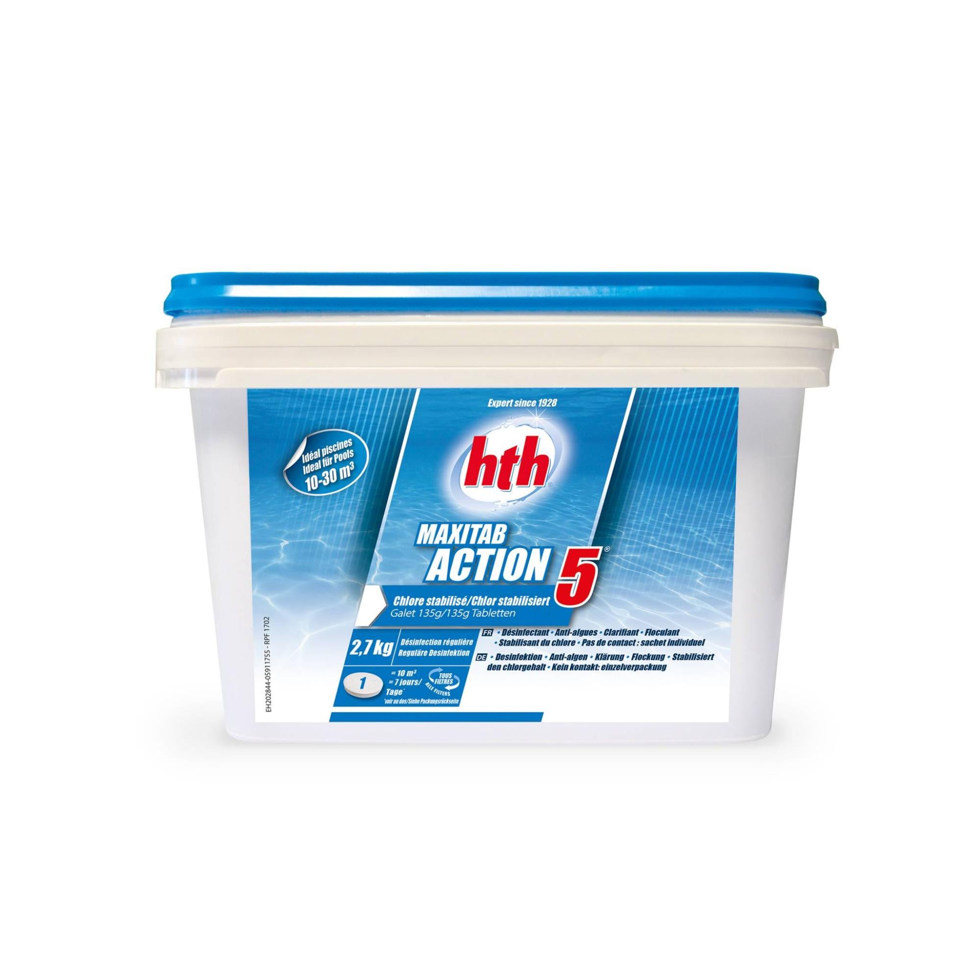 Pastillas de disolución lenta 135g acción 5 HTH para piscina, estabilizado | Leroy Merlin