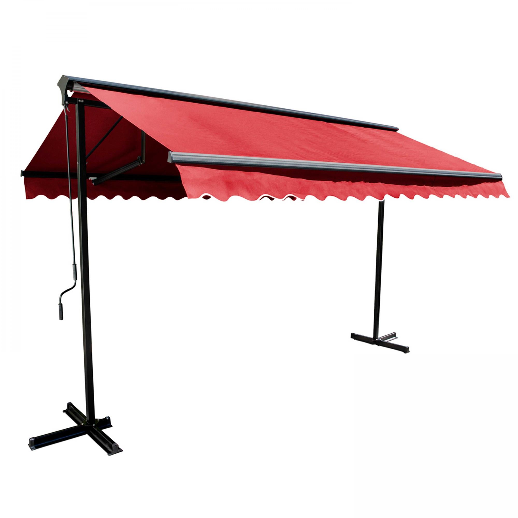 Store double pente 3x3m en aluminium rouge Leroy Merlin