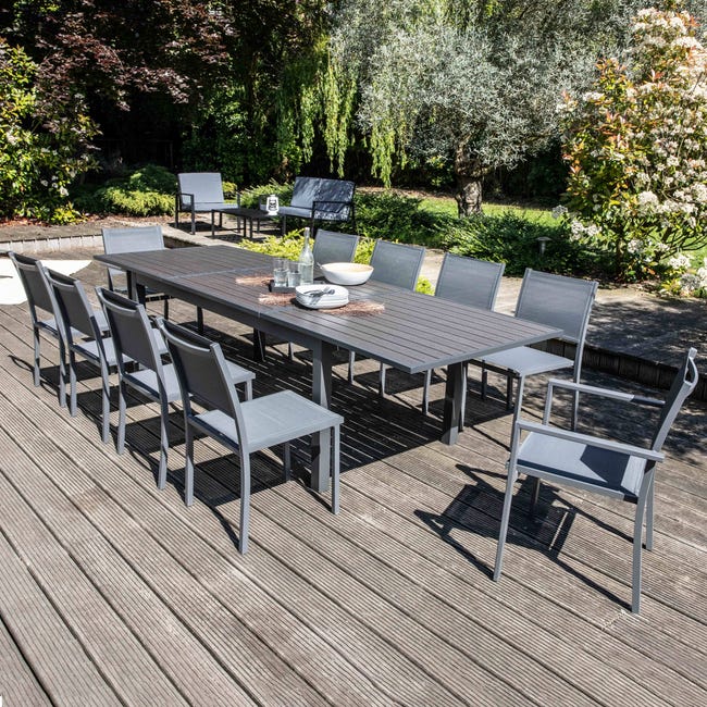Ensemble table et chaises de jardin extensible en aluminium