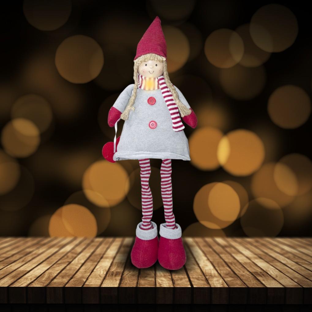 Bambina In Poliestere 75h Cm 368007 Vestito Rosso Di Natale E Luce Nella  Sciarpa | Grigio | Leroy Merlin