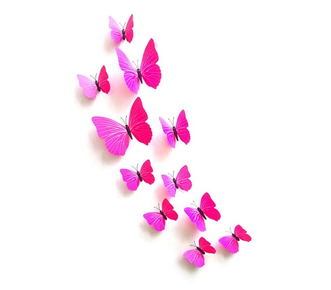 Kit 12 papillons 3D stickers muraux différentes couleurs