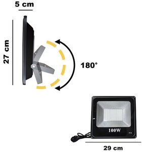 Projecteur LED Solaire 100W 170lm/W IP65 avec Télécommande - Ledkia