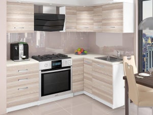 Cuisine complète Hucoco Leana - cuisine complète d'angle + modulaire l  360cm 9 pcs - plan de travail inclus - ensemble armoires meubles de cuisine  