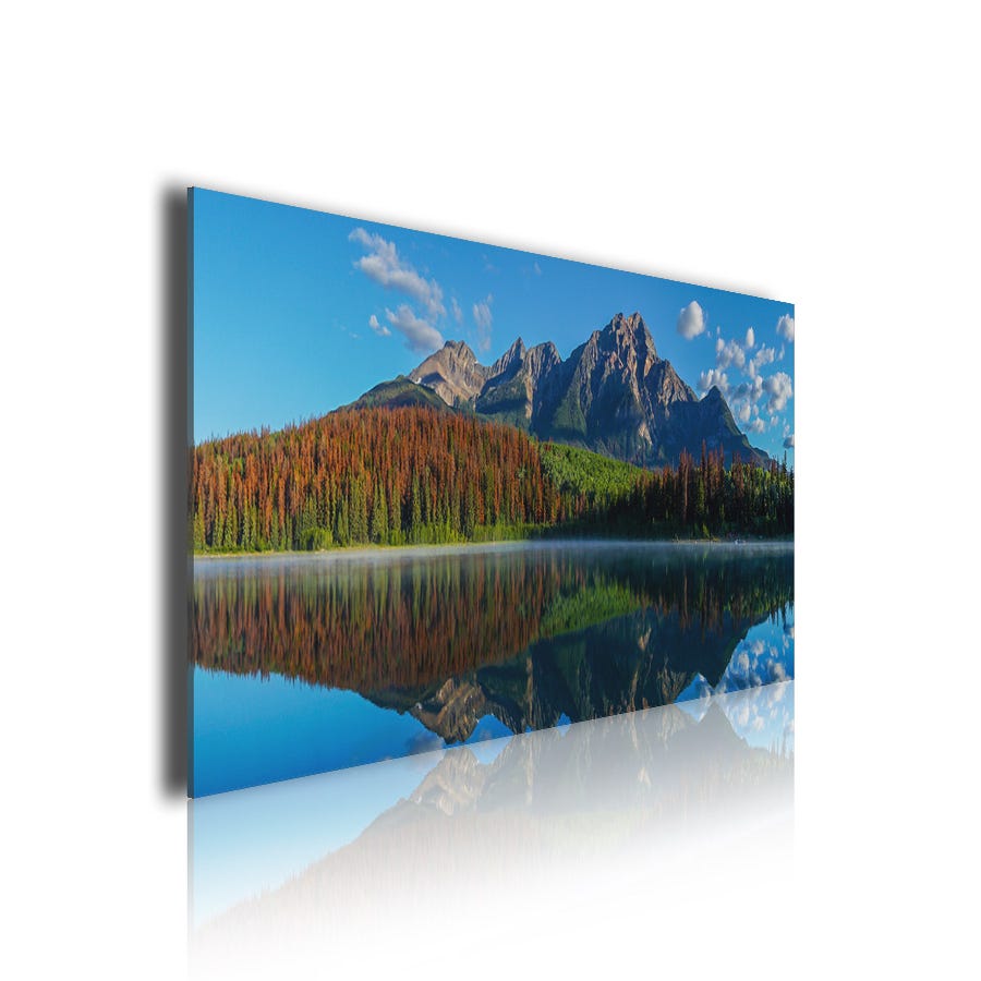Tableau montagne, paysage en toile imprimée reflet montagne en