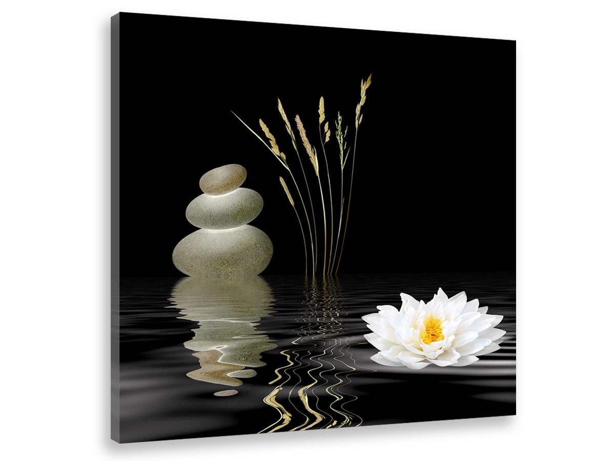 Tableau deco zen composition lotus - 50x50 cm