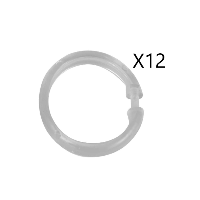 Crochets pour rideau de douche LARGE 12 pièces, couleur transparente