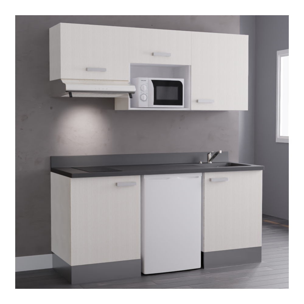 Kitchenette K29 - 180 Cm Avec Emplacement Frigo Top, Hotte Et Micro