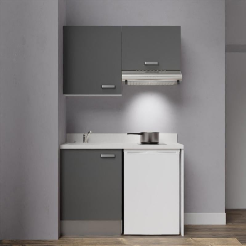 K01 120 cm avec emplacement frigo top et hotte Macadam