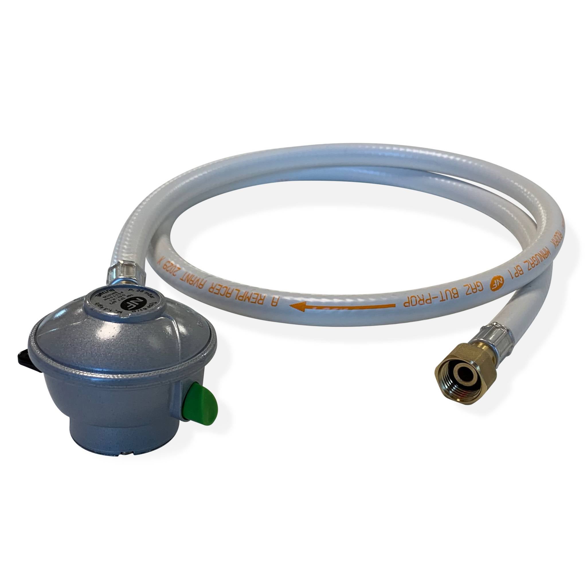 Kit gaz détendeur butane +tuyau 1m50 - 5 ans avec colliers