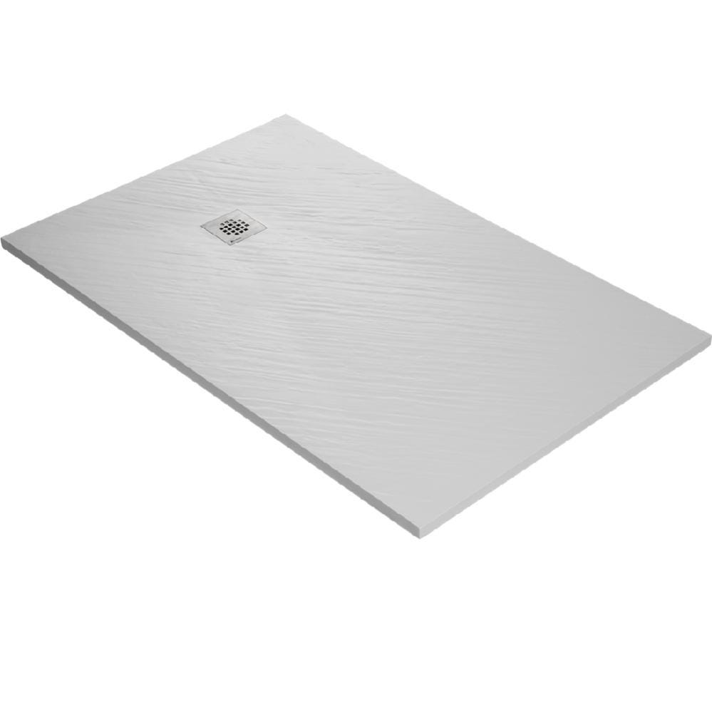 Receveur De Douche Blanc 160 X 90 Cm En R sine Aspect Pierre Grille receveur-de-douche-blanc-160-x-90-cm-en-r-sine-aspect-pierre-grille