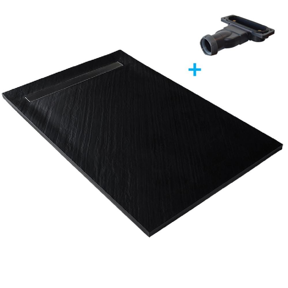 KEILEOHO Set 8 Piatti Portata Rettangolari In Ardesia Naturale 30x10 Cm - Nero - Ideali Per Sushi, Antipasti, Buffet
