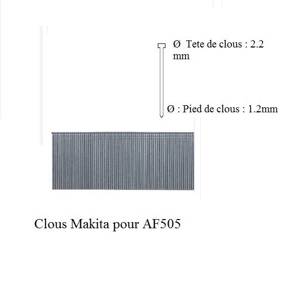  Lot de 5000 clous à tête d’homme F-31931 Makita 40 mm Clous pour agrafeuse pneumatique AF505  