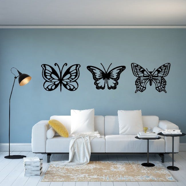 Décoration Murale En Forme De Papillon En Métal Noir Homemania