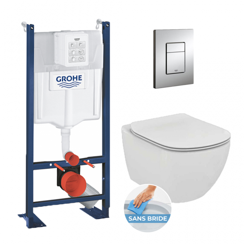 Grohe Pack Wc Ideal Standard Tesi Aquablade Sans Bride + Rapid Sl ...