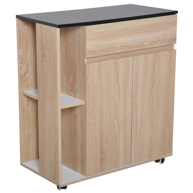 desserte de cuisine multi rangements chene noir leroy merlin