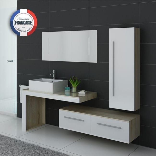Meuble De Salle De Bain Dis9250 Scandinave Et Blanc Leroy Merlin