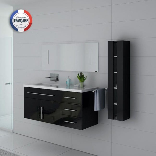 Meuble De Salle De Bain Urban Noir Leroy Merlin