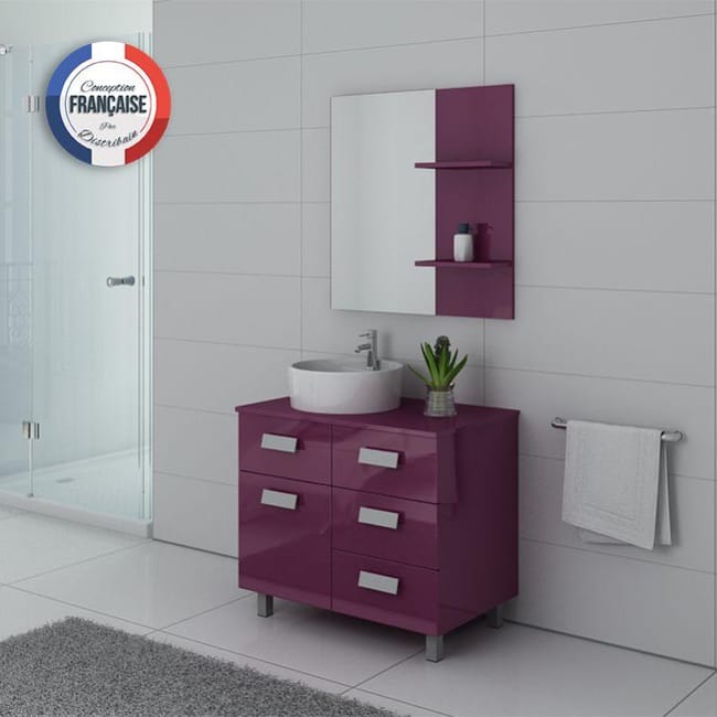 Meuble De Salle De Bain Milan Aubergine Leroy Merlin