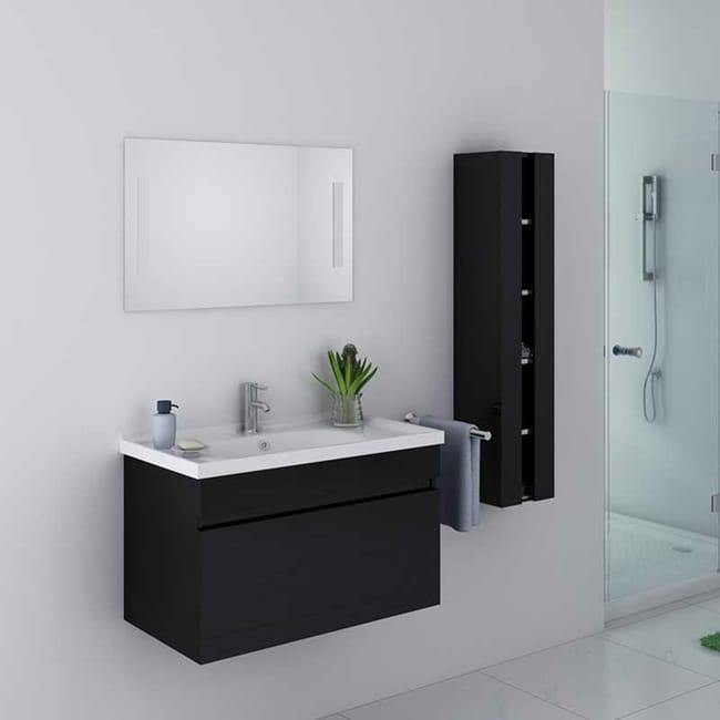 Meuble De Salle De Bain Dis800a Noir Leroy Merlin