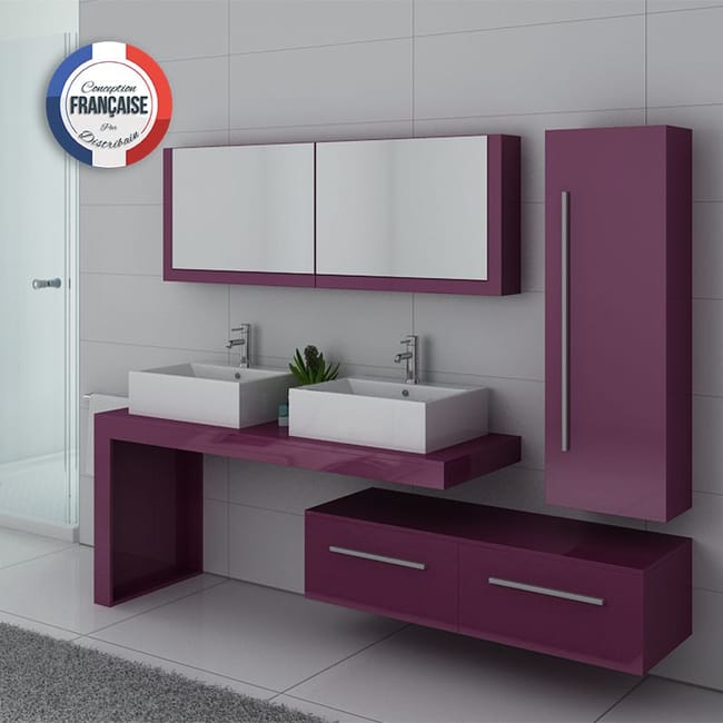 Meuble De Salle De Bain Bolzano Aubergine Leroy Merlin
