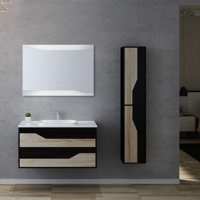 Meuble De Salle De Bain Urbino 1000 Scandinave Et Noir Leroy Merlin